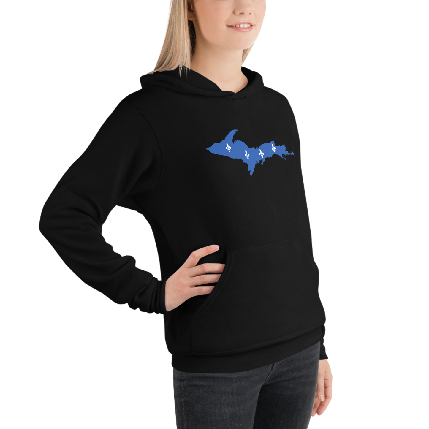 Michigan Upper Peninsula Hoodie (w/ UP Quebec Flag Outline) | Unisex Cloud Fleece