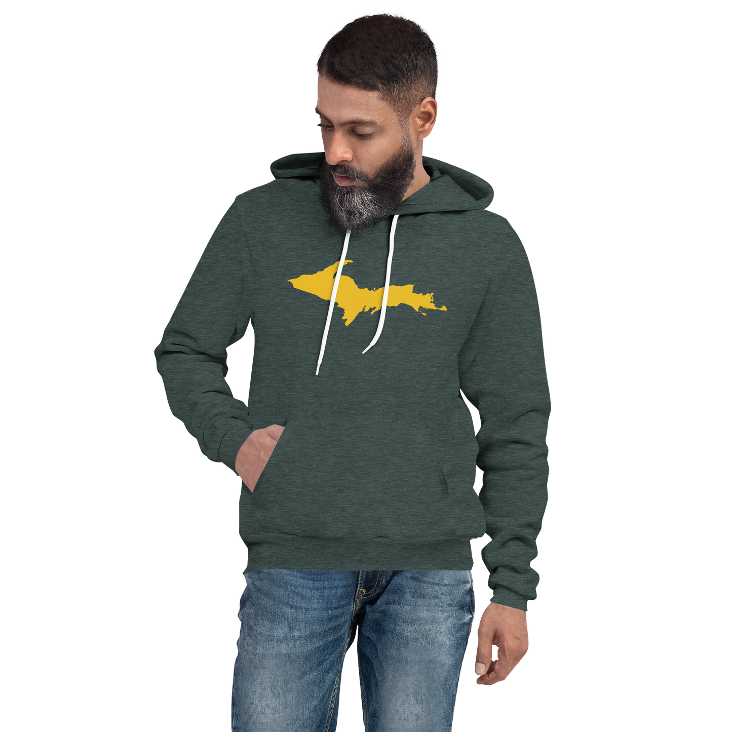 Michigan Upper Peninsula Hoodie (w/ Gold UP Outline) | Unisex Cloud Fleece