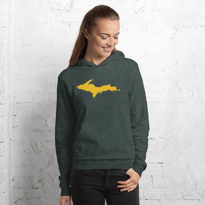 Michigan Upper Peninsula Hoodie (w/ Gold UP Outline) | Unisex Cloud Fleece