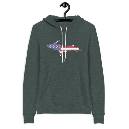 Michigan Upper Peninsula Hoodie (w/ UP MI USA Flag Outline) | Unisex Cloud Fleece