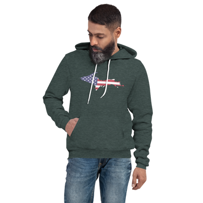 Michigan Upper Peninsula Hoodie (w/ UP MI USA Flag Outline) | Unisex Cloud Fleece