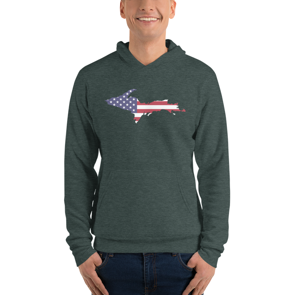 Michigan Upper Peninsula Hoodie (w/ UP MI USA Flag Outline) | Unisex Cloud Fleece