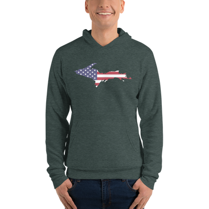 Michigan Upper Peninsula Hoodie (w/ UP MI USA Flag Outline) | Unisex Cloud Fleece