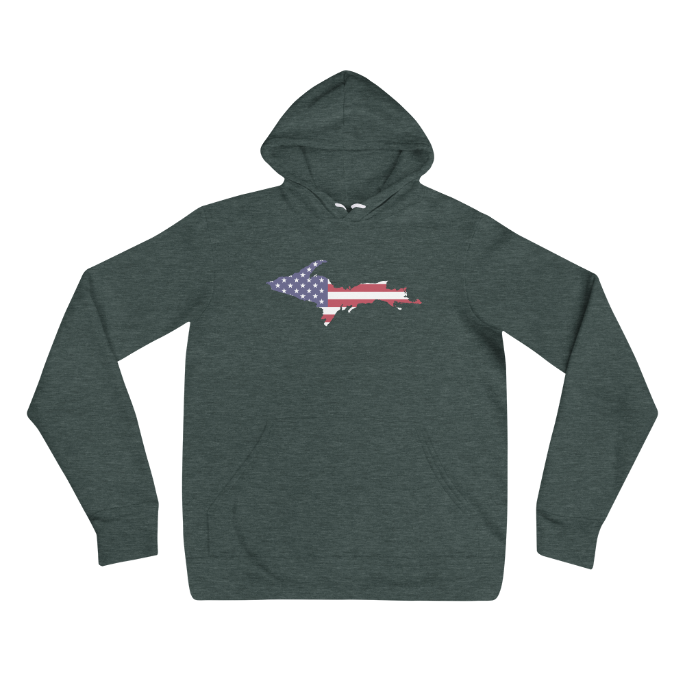 Michigan Upper Peninsula Hoodie (w/ UP MI USA Flag Outline) | Unisex Cloud Fleece