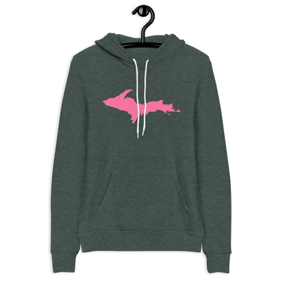 Michigan Upper Peninsula Hoodie (w/ Pink UP Outline) | Unisex Cloud Fleece