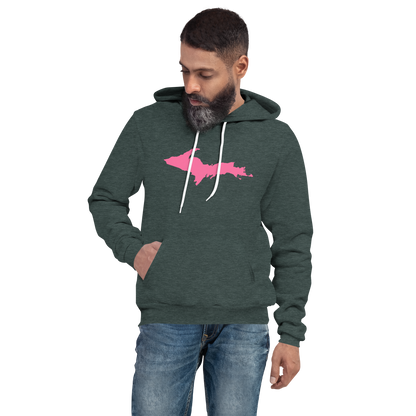 Michigan Upper Peninsula Hoodie (w/ Pink UP Outline) | Unisex Cloud Fleece