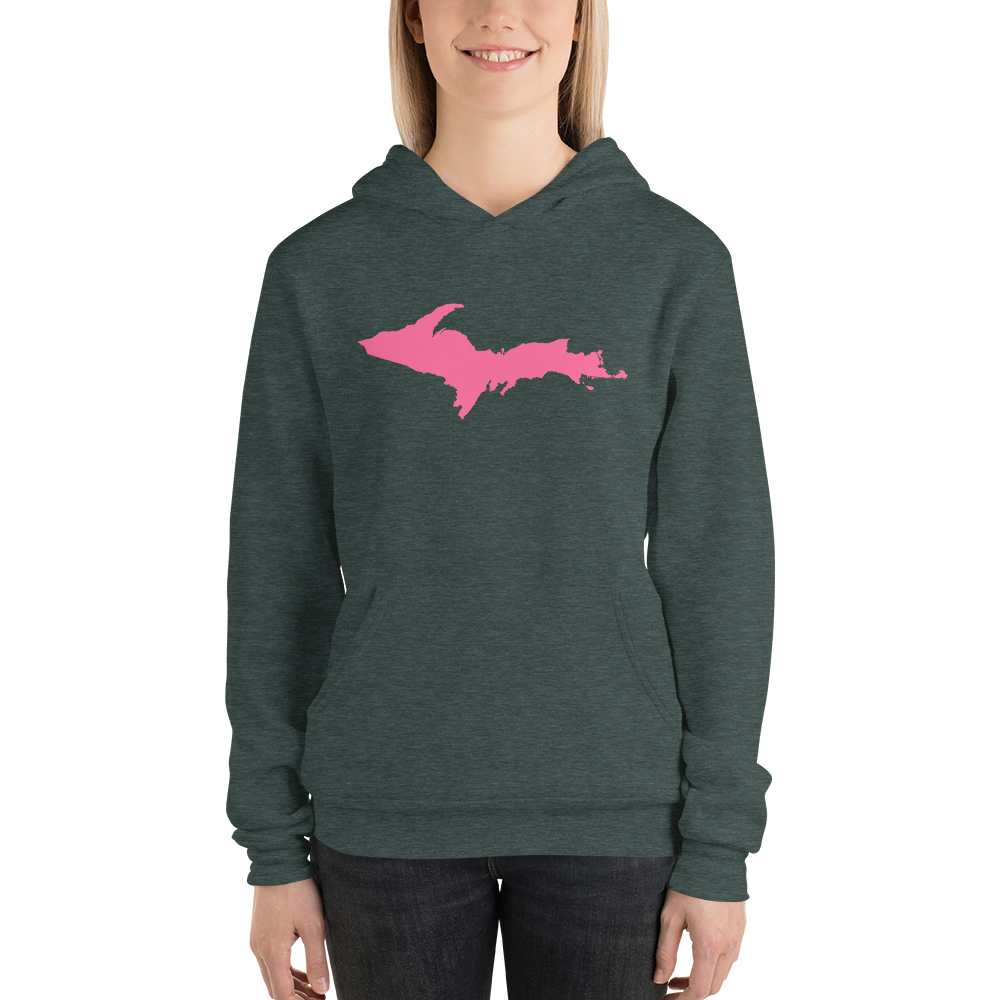 Michigan Upper Peninsula Hoodie (w/ Pink UP Outline) | Unisex Cloud Fleece