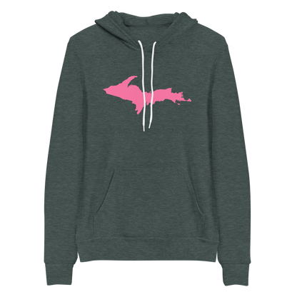 Michigan Upper Peninsula Hoodie (w/ Pink UP Outline) | Unisex Cloud Fleece