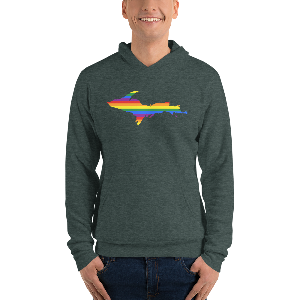 Michigan Upper Peninsula Hoodie (w/ UP Pride Flag Outline) | Unisex Cloud Fleece