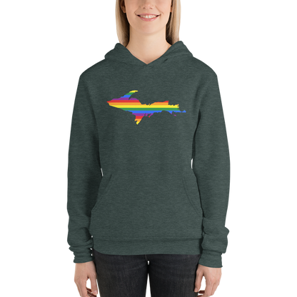 Michigan Upper Peninsula Hoodie (w/ UP Pride Flag Outline) | Unisex Cloud Fleece