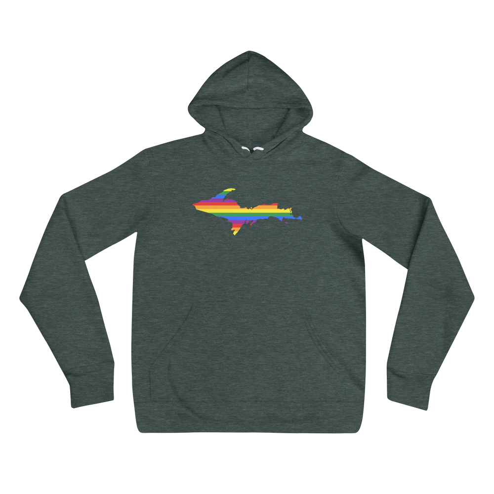 Michigan Upper Peninsula Hoodie (w/ UP Pride Flag Outline) | Unisex Cloud Fleece