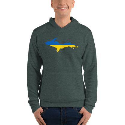 Michigan Upper Peninsula Hoodie (w/ UP Ukraine Flag Outline) | Unsiex Cloud Fleece