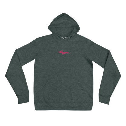 Michigan Upper Peninsula Hoodie (w/ Embroidered Pink UP Outline) | Unisex Cloud Fleece