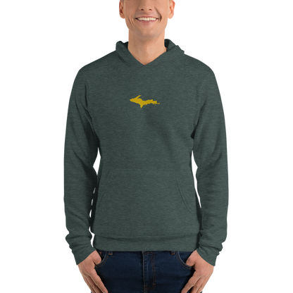 Michigan Upper Peninsula Hoodie (w/ Embroidered Gold UP Outline) | Unisex Cloud Fleece