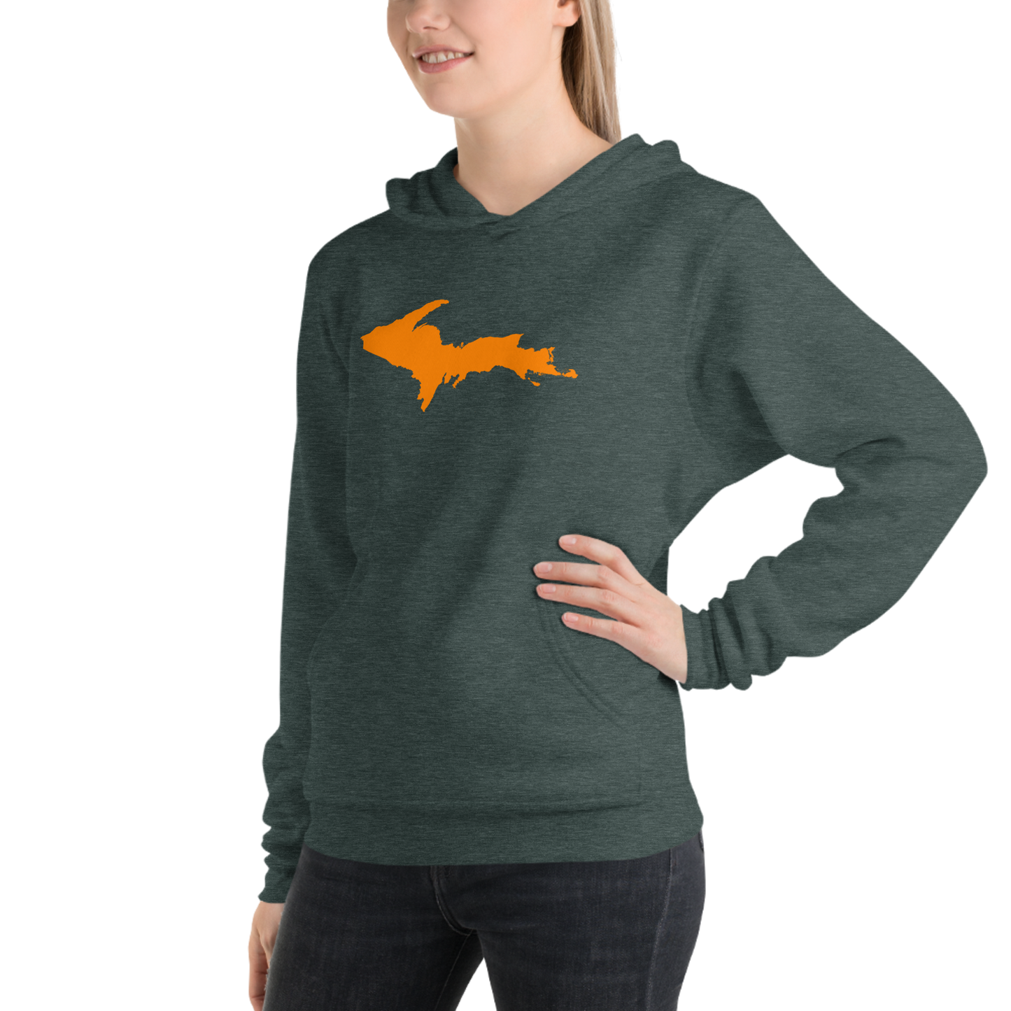 Michigan Upper Peninsula Hoodie (w/ Orange UP Outline) | Unisex Cloud Fleece