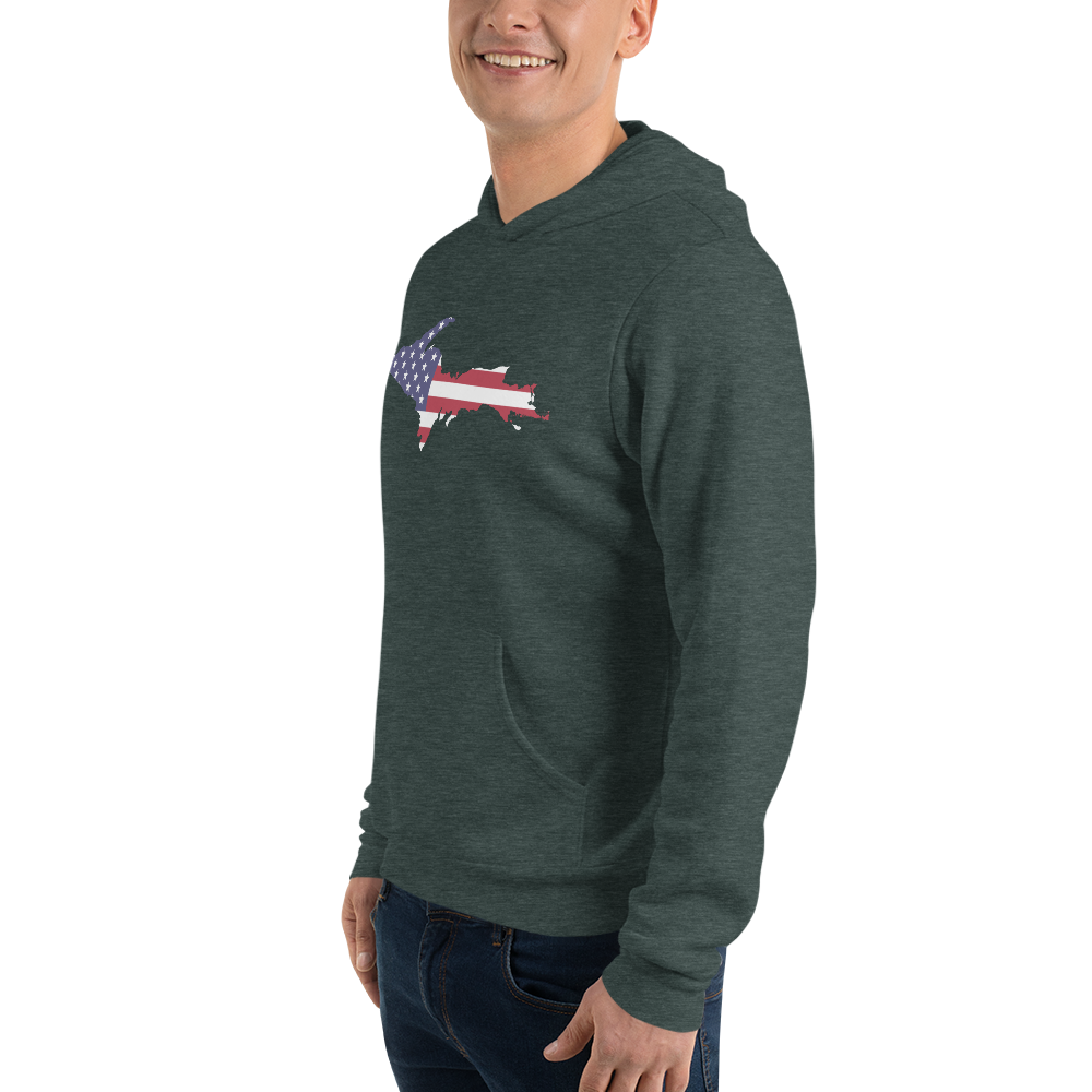 Michigan Upper Peninsula Hoodie (w/ UP MI USA Flag Outline) | Unisex Cloud Fleece