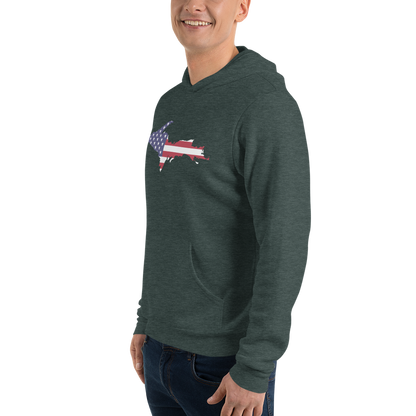 Michigan Upper Peninsula Hoodie (w/ UP MI USA Flag Outline) | Unisex Cloud Fleece