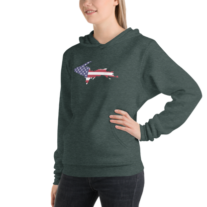 Michigan Upper Peninsula Hoodie (w/ UP MI USA Flag Outline) | Unisex Cloud Fleece