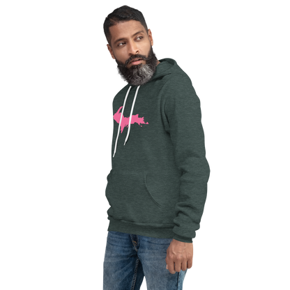 Michigan Upper Peninsula Hoodie (w/ Pink UP Outline) | Unisex Cloud Fleece