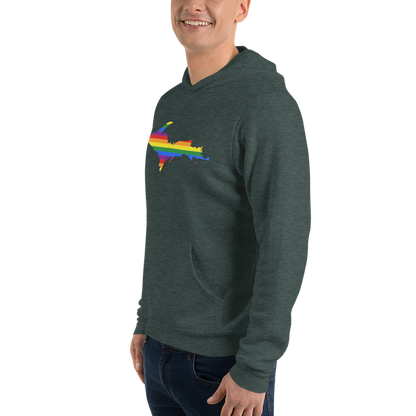 Michigan Upper Peninsula Hoodie (w/ UP Pride Flag Outline) | Unisex Cloud Fleece