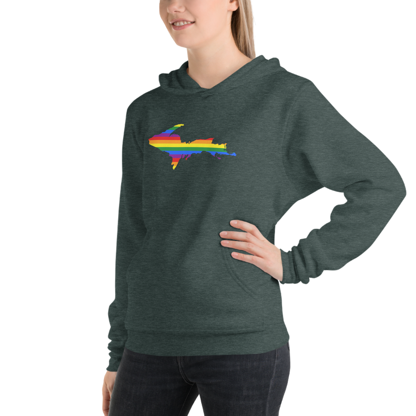 Michigan Upper Peninsula Hoodie (w/ UP Pride Flag Outline) | Unisex Cloud Fleece