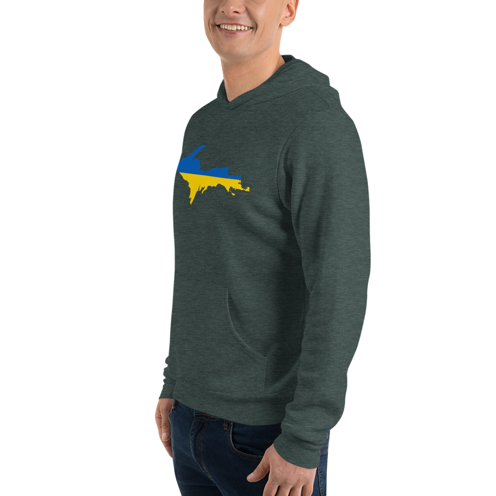 Michigan Upper Peninsula Hoodie (w/ UP Ukraine Flag Outline) | Unsiex Cloud Fleece