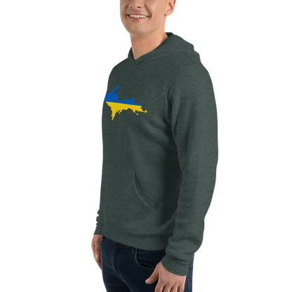 Michigan Upper Peninsula Hoodie (w/ UP Ukraine Flag Outline) | Unsiex Cloud Fleece