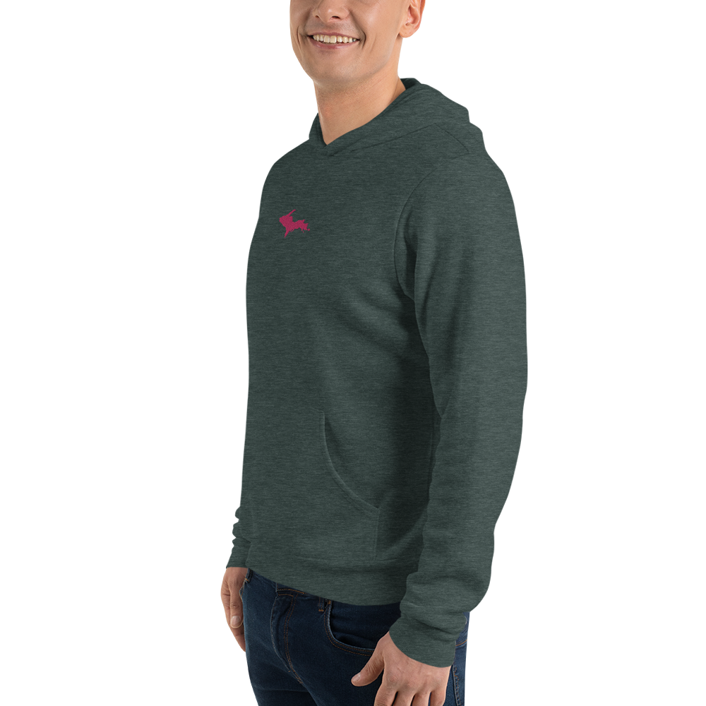 Michigan Upper Peninsula Hoodie (w/ Embroidered Pink UP Outline) | Unisex Cloud Fleece