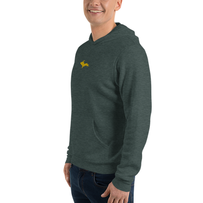 Michigan Upper Peninsula Hoodie (w/ Embroidered Gold UP Outline) | Unisex Cloud Fleece