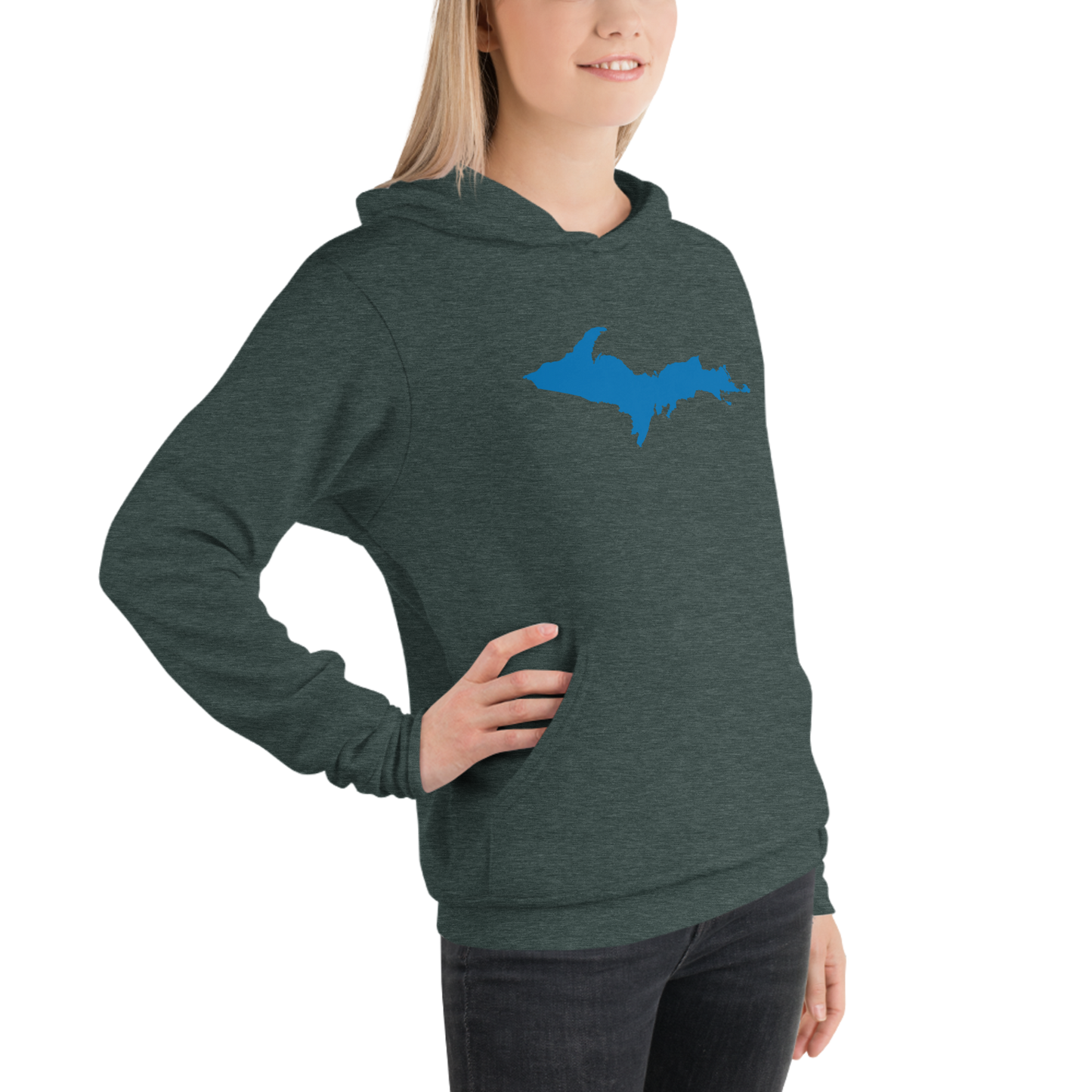 Michigan Upper Peninsula Hoodie (w/ Azure UP Outline) | Unisex Cloud Fleece