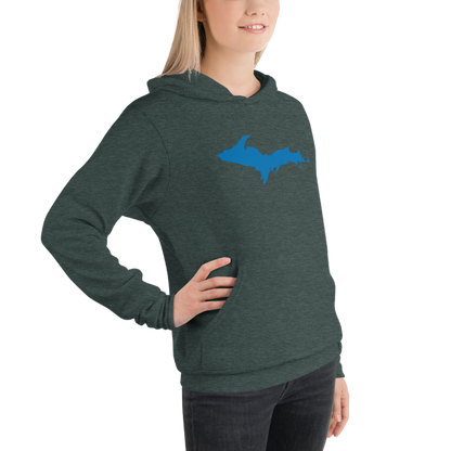 Michigan Upper Peninsula Hoodie (w/ Azure UP Outline) | Unisex Cloud Fleece