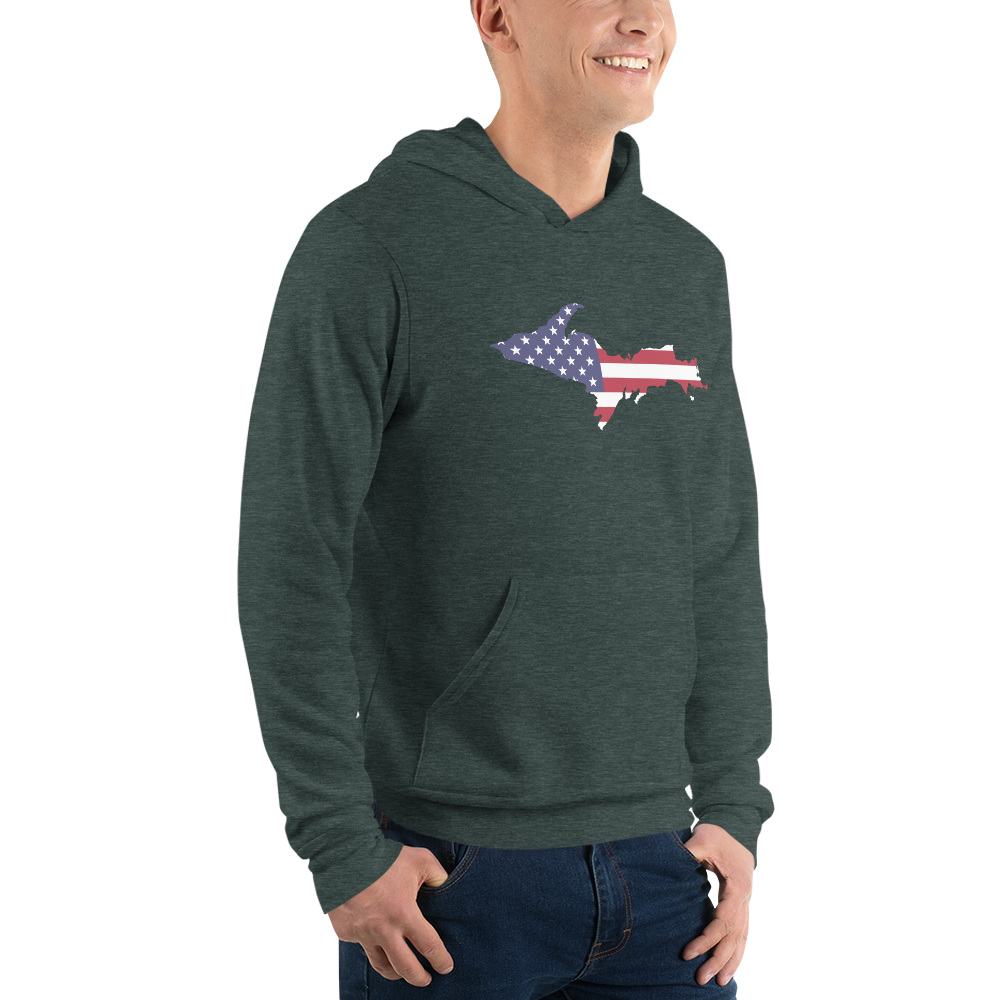 Michigan Upper Peninsula Hoodie (w/ UP MI USA Flag Outline) | Unisex Cloud Fleece