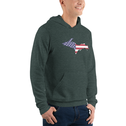 Michigan Upper Peninsula Hoodie (w/ UP MI USA Flag Outline) | Unisex Cloud Fleece