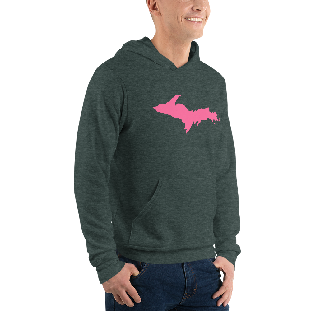 Michigan Upper Peninsula Hoodie (w/ Pink UP Outline) | Unisex Cloud Fleece