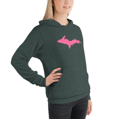 Michigan Upper Peninsula Hoodie (w/ Pink UP Outline) | Unisex Cloud Fleece