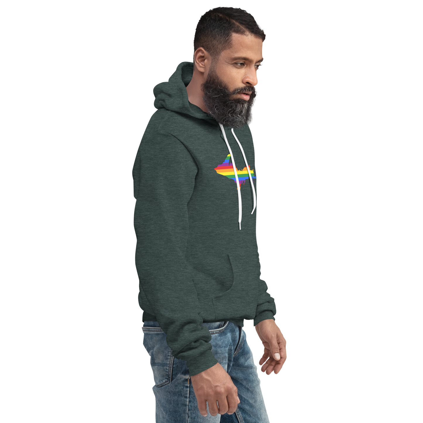 Michigan Upper Peninsula Hoodie (w/ UP Pride Flag Outline) | Unisex Cloud Fleece