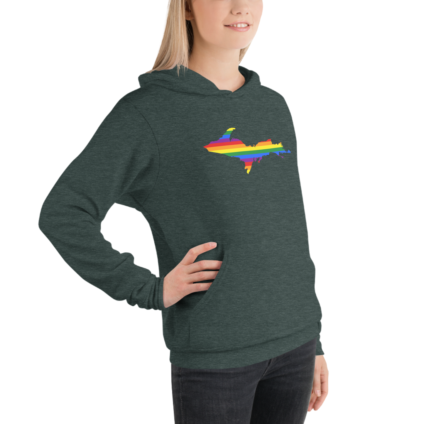 Michigan Upper Peninsula Hoodie (w/ UP Pride Flag Outline) | Unisex Cloud Fleece