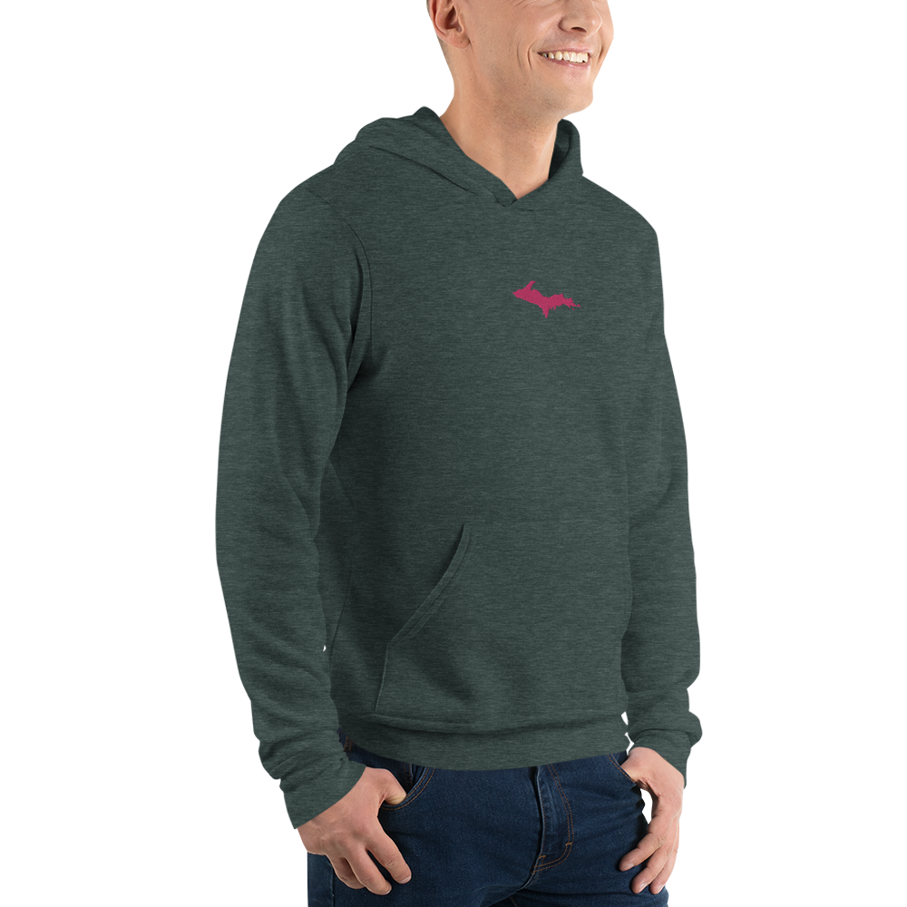 Michigan Upper Peninsula Hoodie (w/ Embroidered Pink UP Outline) | Unisex Cloud Fleece