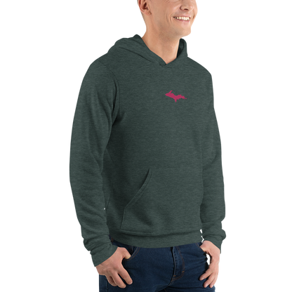 Michigan Upper Peninsula Hoodie (w/ Embroidered Pink UP Outline) | Unisex Cloud Fleece