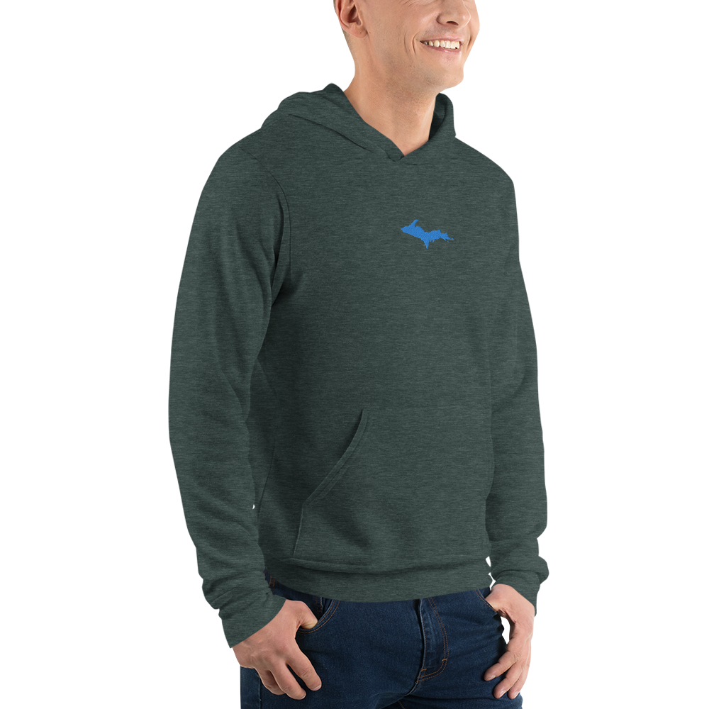 Michigan Upper Peninsula Hoodie (w/ Embroidered Azure UP Outline) | Unisex Cloud Fleece