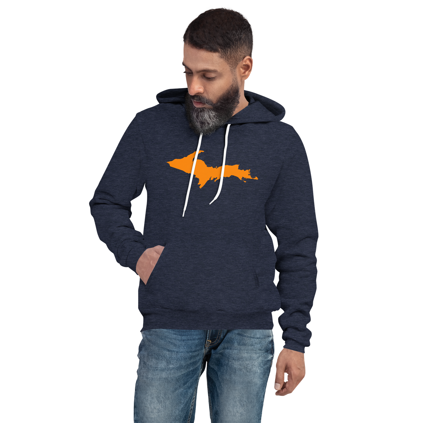 Michigan Upper Peninsula Hoodie (w/ Orange UP Outline) | Unisex Cloud Fleece