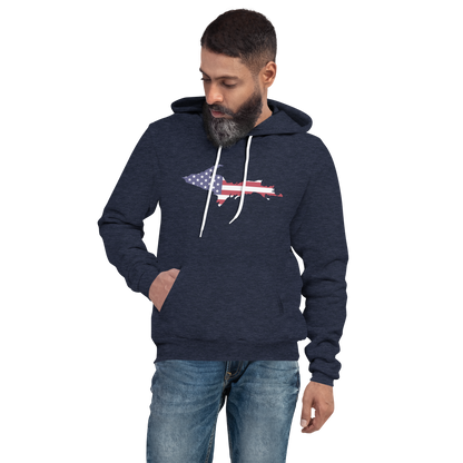 Michigan Upper Peninsula Hoodie (w/ UP MI USA Flag Outline) | Unisex Cloud Fleece