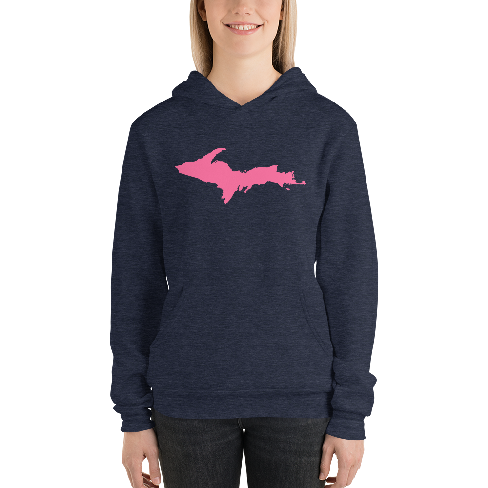 Michigan Upper Peninsula Hoodie (w/ Pink UP Outline) | Unisex Cloud Fleece