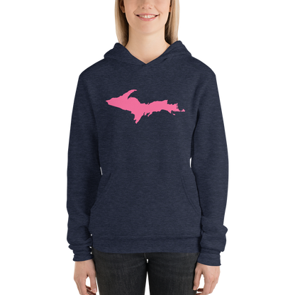 Michigan Upper Peninsula Hoodie (w/ Pink UP Outline) | Unisex Cloud Fleece