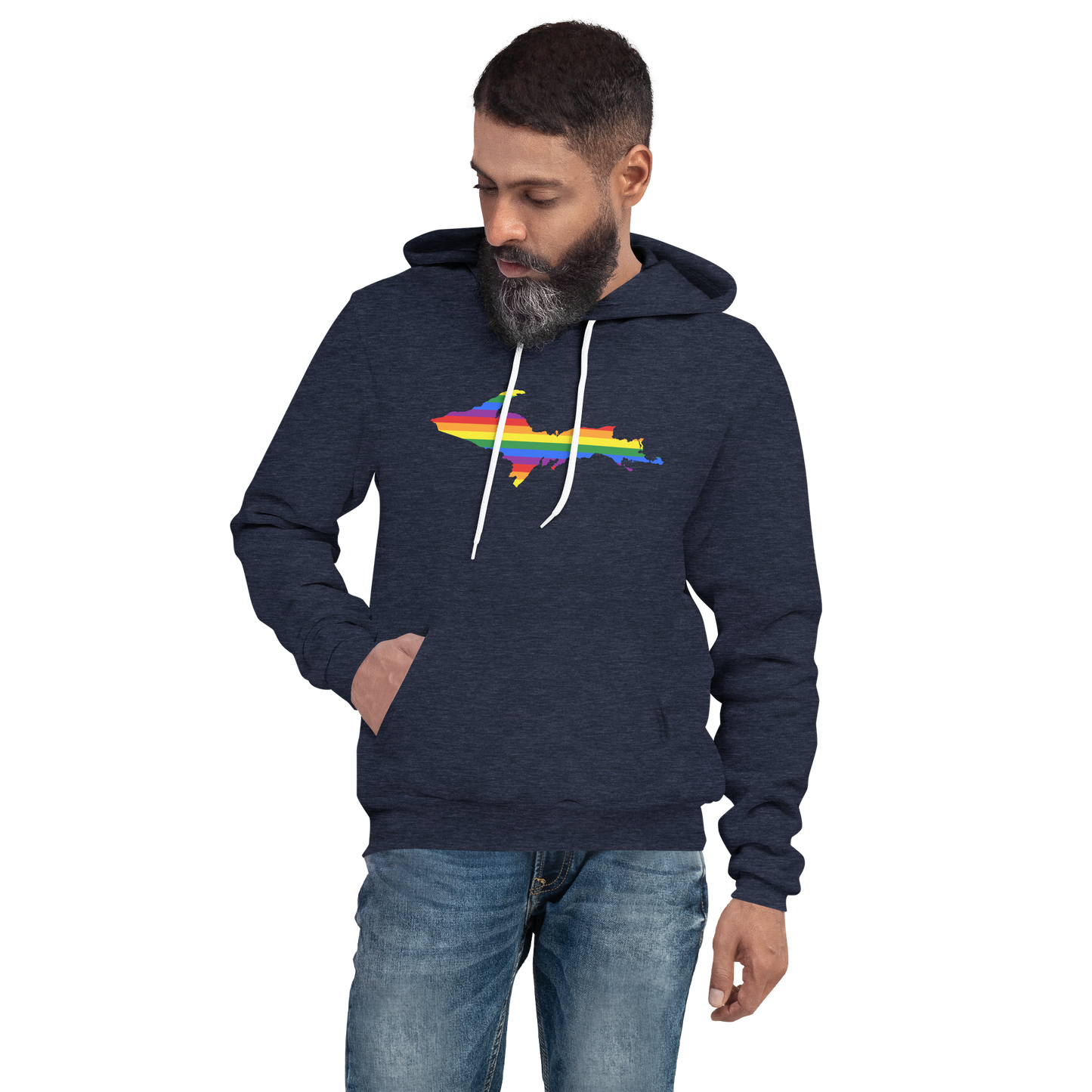 Michigan Upper Peninsula Hoodie (w/ UP Pride Flag Outline) | Unisex Cloud Fleece