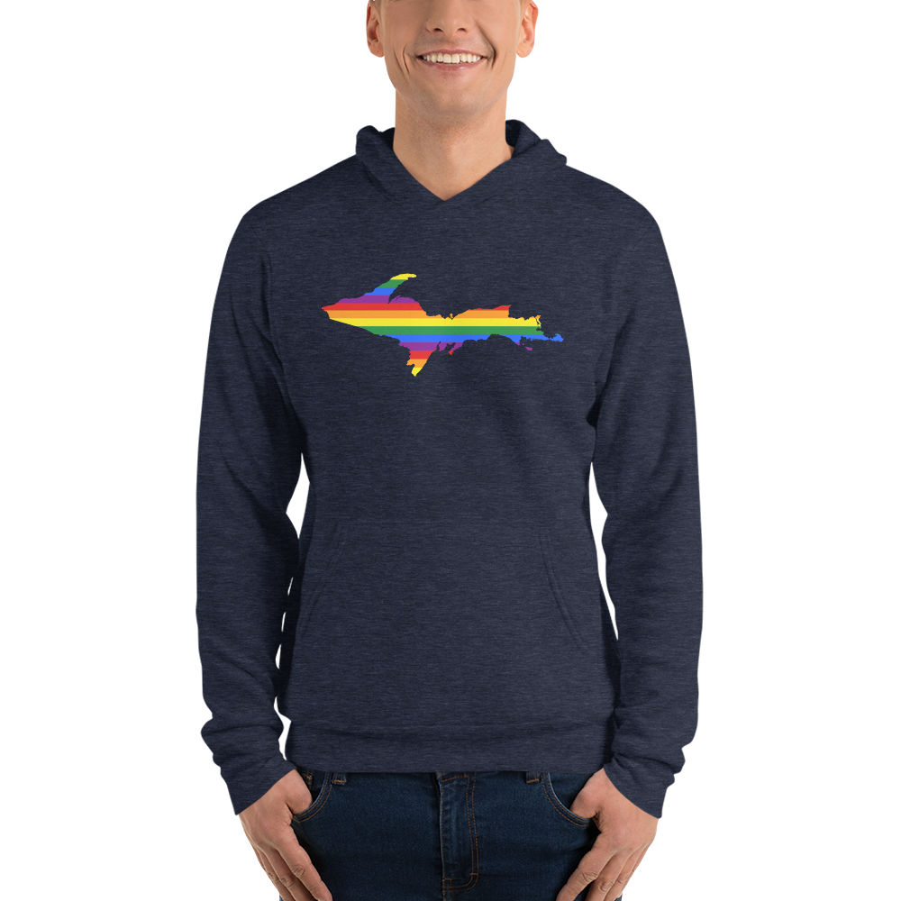 Michigan Upper Peninsula Hoodie (w/ UP Pride Flag Outline) | Unisex Cloud Fleece