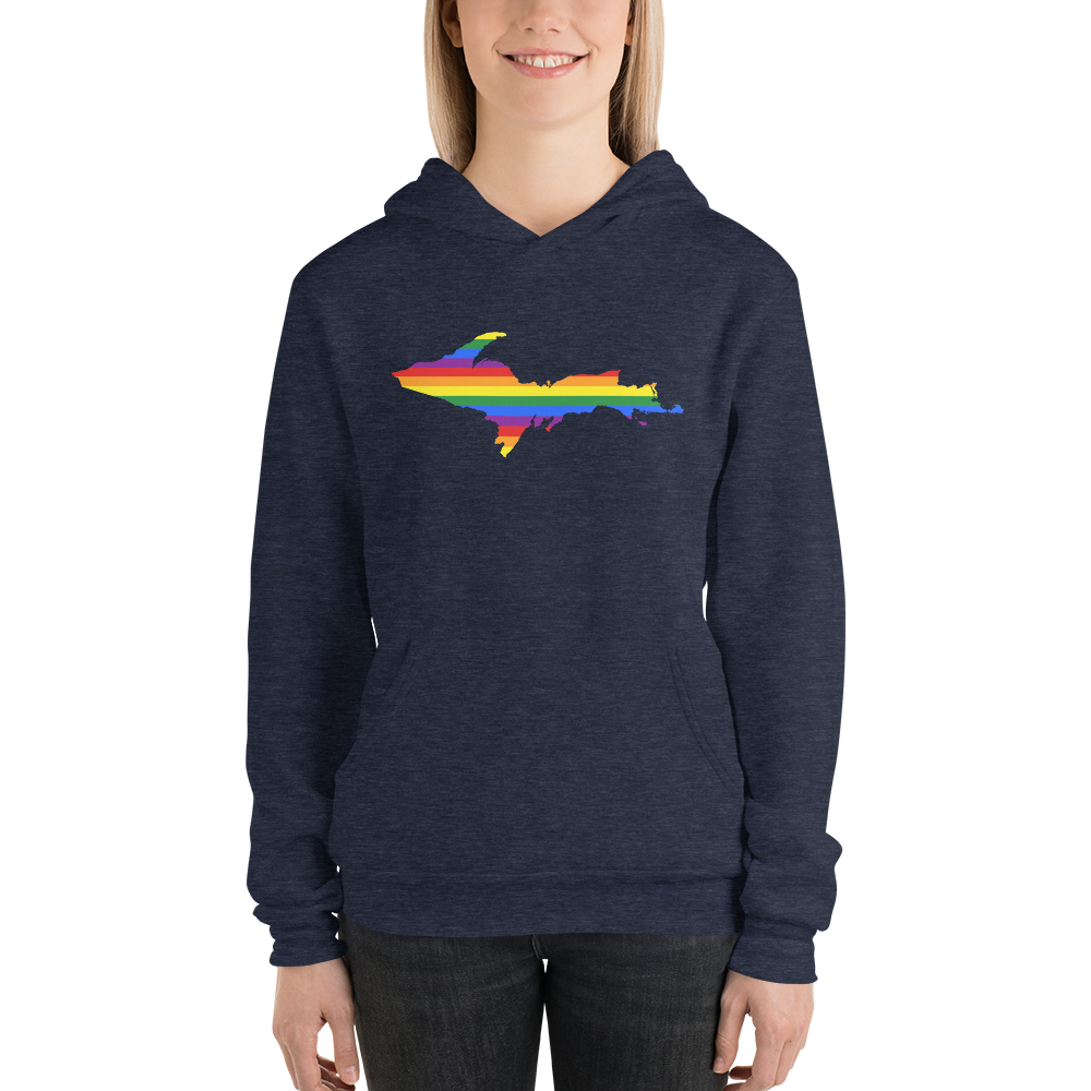 Michigan Upper Peninsula Hoodie (w/ UP Pride Flag Outline) | Unisex Cloud Fleece