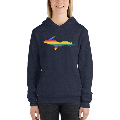 Michigan Upper Peninsula Hoodie (w/ UP Pride Flag Outline) | Unisex Cloud Fleece