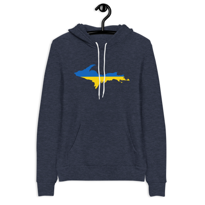 Michigan Upper Peninsula Hoodie (w/ UP Ukraine Flag Outline) | Unsiex Cloud Fleece