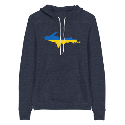 Michigan Upper Peninsula Hoodie (w/ UP Ukraine Flag Outline) | Unsiex Cloud Fleece